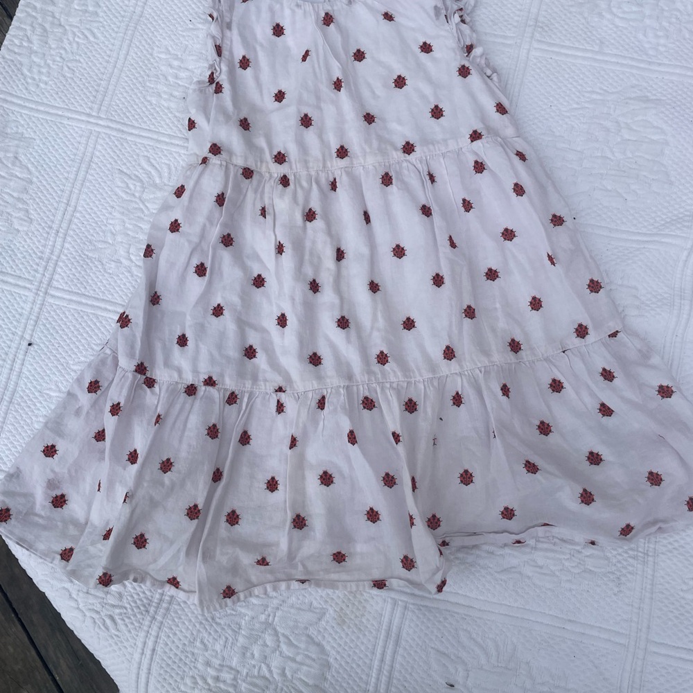 J. Crew Crewcuts White/Red Ladybug Kids size 6 Sundress 100% Cotton Ruffles